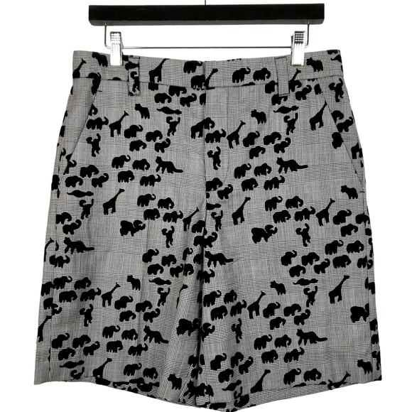 Marc Jacobs Shorts Animal Print Houndstooth Bermuda Limited Black White - 6 - Picture 1 of 11